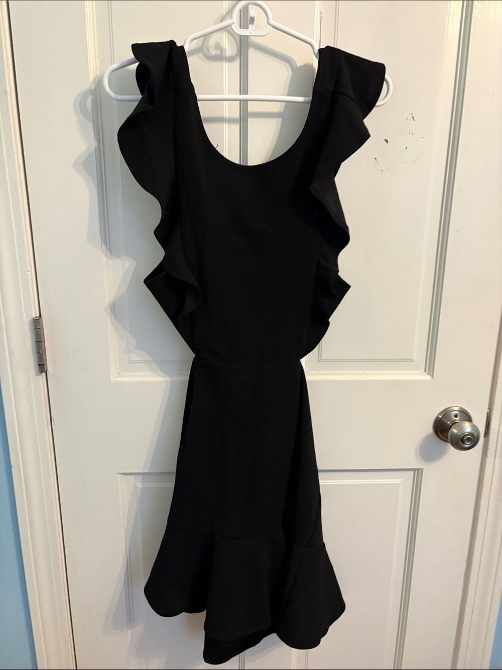 Selfie Leslie Black Ruffle Sleeve Mini Dress